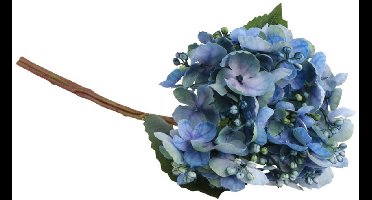 Chaks Kunstbloem Hortensia tak - blauw - 35 cm - losse steel - Kunst zijdebloemen