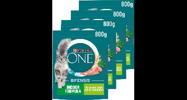 PURINA® ONE® Indoor - Kattenbrokjes - Kalkoen & Volkoren Granen - 4 x 800 g
