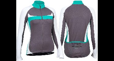 Avento Wielrenshirt Lange Mouw - Dames - Antraciet/Wit/Turquoise - 42