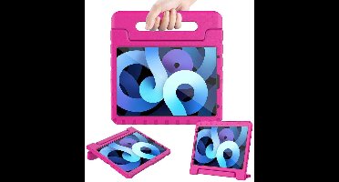 Kinder Hoes Bumper - Kindvriendelijk Kids Case Kinderhoes - Hoesje Geschikt voor Apple iPad Air 4 / 5 - 5e/4e generatie (2022/2020) - 10.9 inch & iPad Air 6 (M3 en M2) 11 Inch - Hoesje Shockproof Cover Hoes - Roze