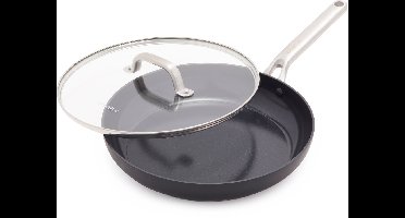 Greenpan Omega keramische inductie koekenpan met deksel 30cm - PFAS-vrij - Inductie pan - Inductie koekenpanpan - Vaatwasserbestendig - Ovenbestendig tot 200°C - Krasbestendig - Stapelbaar - Aluminium - Zwart