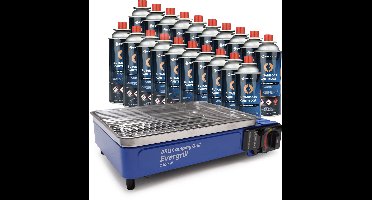 Eurocatch Butaangas Camping Grill - Evergrill incl 20 Gasbussen - Gas Barbecue - Camping Kooktoestel - Tafelgrill - Tafelbarbecue - Noodpakket