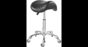 Zadelkruk op Wielen - Kapperskruk Ergonomisch - Tabouret - Zwart