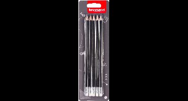 Grafietpotlood Bruynzeel Teens HB met gum blister à 5 stuks grijs | 12 stuks