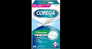 Corega Gebitsreiniger Tabletten 3 Minuten – 66 stuks – Snelle reiniging van kunstgebitten