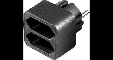 Doorvoerstekker - 2 contacten - zwart