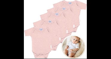 Funnies Rompertjes 5-Pack Blush - 50-56 - Set van 5 Zachte Babyrompers / Boxpakjes / Babybody's - Gemaakt van Comfortabele en Ademende Stoffen - Perfect voor Dagelijks Gebruik bij Baby’s - Makkelijk aan en uit te trekken en Wasmachinebestendig