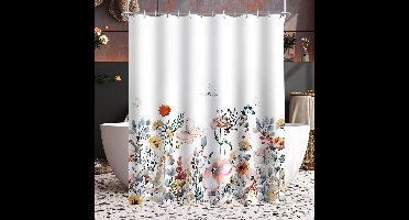 Boraboi® Douchegordijn met Bloemenmotief en Verzwaarde Zoom, Waterafstotend en Antischimmel
