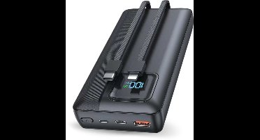 Siltcon® Powerbank 30000 mAh– Powerbanks 22.5W Snellader - USB-A/USB-C - LED Indicatie - Noodpakket - Universeel - Ingebouwde kabels