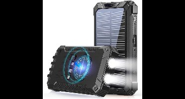 LumiexPro Solar Powerbank 20.000mAh - Draadloos & USB Opladen - Waterdicht - Schokbestendig - Met Zonnepaneel - Voor iPhone, Samsung en Meer