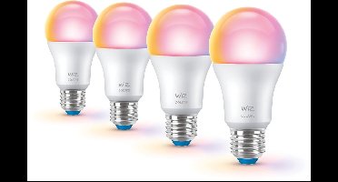 WiZ Voordeelverpakking - E27 - met 4 standaardlampen - Mat - 60W - 806lm - Wit en Gekleurd Licht - Slimme LED Verlichting - Werkt met Apple HomeKit, Alexa en Google Home - Tunable White and Color