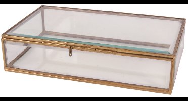 Baroque - Opberger - Sieradendoos 22.5x14x5.5 cm - Goud - Glas - 5.5x22.5x14 - Brass