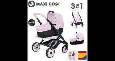 Smoby - Poppenwagen - Maxi Cosi roze combi - wandelwagen - kinderwagen - reiswieg