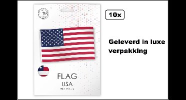 10x Luxe vlag Amerika 150cm x 90cm - vlag verpakt in luxe verpakking - Landen USA festival thema feest V.S. fun verjaardag