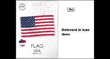 3x Luxe vlag Amerika 150cm x 90cm - vlag verpakt in luxe verpakking - Landen USA festival thema feest V.S. fun verjaardag