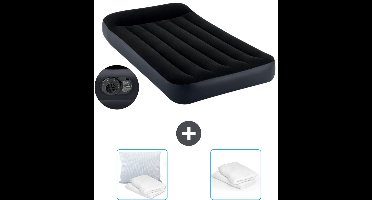 Intex Luchtbed - 1-Persoons - 99 x 191 x 25 cm - Blauw - Inclusief pomp - Kussen en Kussenbeschermer