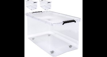 Deuba Opbergbox - Set van 2 Kunststof 60L 58x39x35cm - Transparant