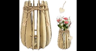 Boraboi ® Houten Hartvormige Bloemenvaas voor Creatieve Bloemstukken en Decoratie