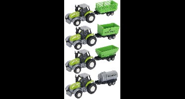 Die-cast Groene Trekker met Aanhanger en Pull-backfunctie