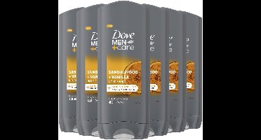 Dove Men+Care - 3-in-1 Douchegel - Sandalwood + Vanilla - 6 x 400 ml - Voordeelverpakking