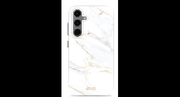 Mio by Mobilize Hoesje geschikt voor Samsung Galaxy S24 FE MagSafe Telefoonhoesje Hardcase | Mio by Mobilize Backcover | Geschikt voor MagSafe | Geschikt voor Draadloos Opladen met Magnetische Ring | Geschikt voor MagSafe Case - White Marble | Wit