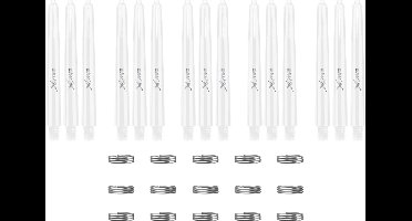 XQMax Dart Shafts - 5 Sets (15 stuks) - Medium - Wit - Plus Veerringetjes - Darts Shafts