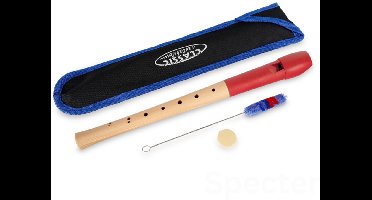 Classic Cantabile Pivella Blokfluit Rood – C-Sopraan met Barok Vingerzetting + Specter Schoonmaakborstel