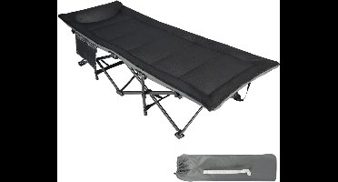 Zylo® Campingbedje Inclusief Matras - Campingbedje - Reidsbed - Zwart - 108cm x 27cm x 22cm