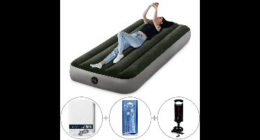 Intex Prestige Downy kampeerluchtbed | Eenpersoons | 191 x 76 x 25 cm | Inclusief handpomp + reparatiekit + hoeslaken