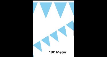 100 meter Licht Blauwe Vlaggenlijn Versiering - 10 stuks- Geboorte - Verjaardag - Slingers - Plastic- Carnaval