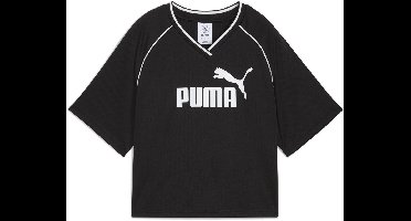 PUMA ESS Relaxed Cropped Football Jersey Dames T-shirt - Puma Black