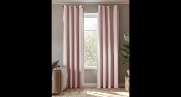 HOOMstyle Kant en Klaar Gordijn - Verduisterend - Met Ringen - 140x270cm - Roze / Licht Roze