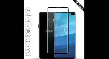 Ntech Screenprotector Geschikt voor Samsung Galaxy Plus Scratch-Proof / Shatter-proof Full cover Screenprotector / Tempered Glass Zwart