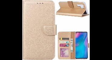 Ntech Hoesje Geschikt voor Huawei P30 Pro portemonnee hoesje / met opbergvakjes Goud