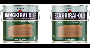 Hermadix bangkirai olie - naturel - duurzame bescherming - voor alle hardhoutsoorten - 2 x 2,5 liter