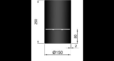 Kachelpijp Ø150 lengte 250 met condensring - staal - 2mm