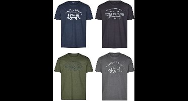 Tom Tailor Heren T-Shirt Tom Tailor 4 Pack regular fit Veelkleurig L Ronde Hals Volwassenen