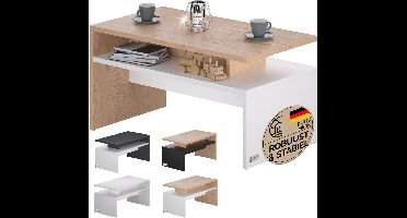 Casaria Salontafel – Opbervak 95x55x50cm Krasbestendig – Wit Eik