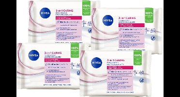 NIVEA Essentials Reiniginsdoekjes voor de droge en gevoelige huid - Make-Up Remover - Voordeelverpakking - 4x 40 stuks