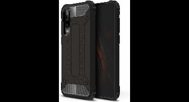 Ntech Hoesje Geschikt voor Huawei P30 Hybrid Armor Hoesje - Zwart