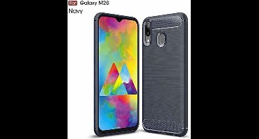 Ntech Soft Brushed Hoesje Geschikt Voor Samsung Galaxy M20 - Donker Blauw