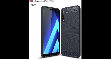 Ntech Soft Brushed Hoesje Geschikt Voor Samsung Galaxy A7 2018 - Donker Blauw