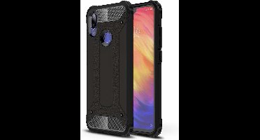 Ntech Hoesje Geschikt voor Xiaomi Redmi Note 7 Dual layer Rugged Armor hoesje - Zwart