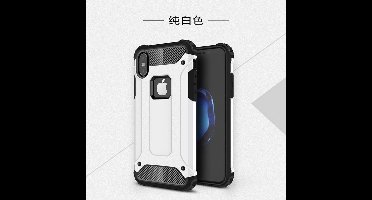 Ntech hoesje Geschikt voor iPhone X / Xs Dual layer Rugged Armor hoesje - Zilver