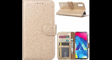 Ntech Hoesje Geschikt Voor Samsung Galaxy M10 Portemonnee Hoesje / Book Case - Goud