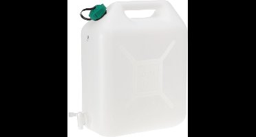 EDA water jerrycan met inhoud 20 liter - kunststof - transparant - met kraantje - draagbaar - Container - camping