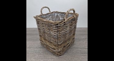 Plantenmand-bloempot-Mand op wielen-vierkant-40x40xH38