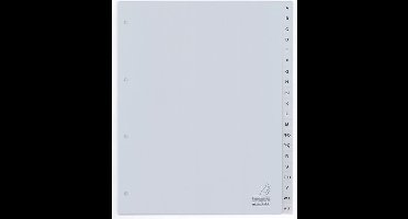 Tabbladen Kangaro A4 4-gaats 20-delig A-Z breed PP grijs - 10 stuks