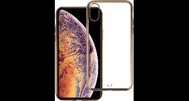 Hoesje geschikt voor iPhone Xs / X Transparant Soft TPU Gel Siliconen Case iCall - Goud