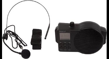 HQ-Power Draagbare stemversterker, met headset en draagriem, met USB-SD en FM-radio, 5 W, zwart